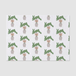 Green Bunny Rabbit Topiary Ginger jar jars Wrappi Tissue Paper