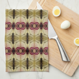 Green Burgundy and Beige Kitchen Towel