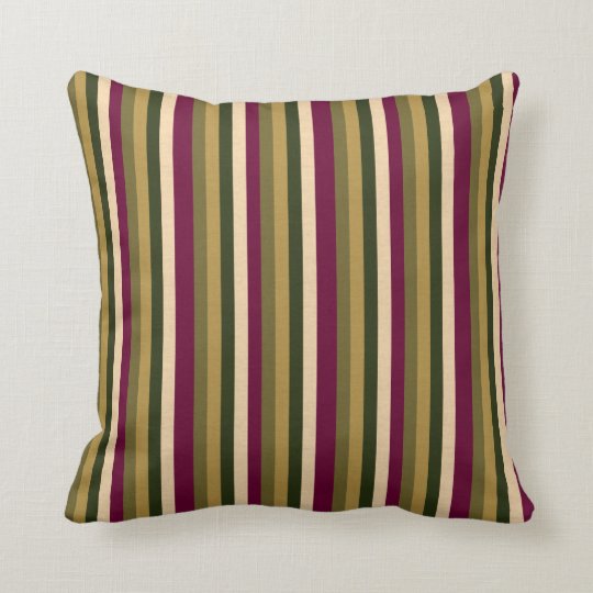 Green, Burgundy and Cream Stripes Throw Pillow Zazzle.ca