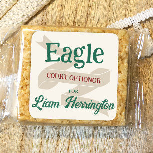 Green & Burgundy Eagle Scout Court of Honor Party Square Sticker