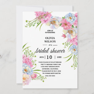 Green Burgundy Gold Blush Pink Bridal Shower Invitation