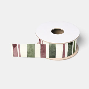Green Burgundy Red Cream Stripes Christmas Grosgrain Ribbon
