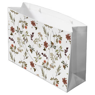 Green Burgundy Wildflower Large Gift Bag