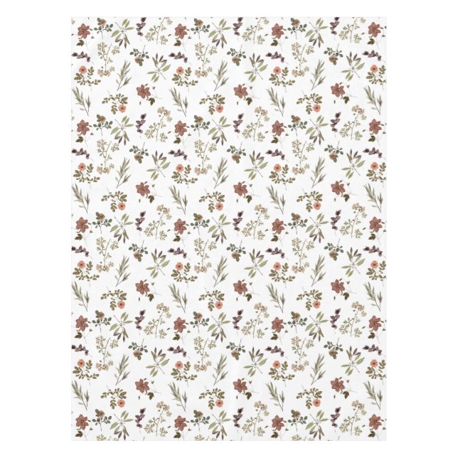 Green Burgundy Wildflower Tablecloth (Front)