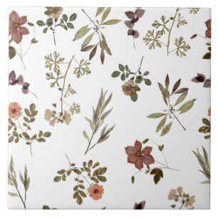 Green Burgundy Wildflower Tile