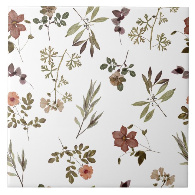Green Burgundy Wildflower Tile (Front)