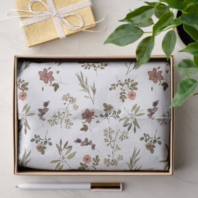 Green Burgundy Wildflower Tissue Paper (Gift)