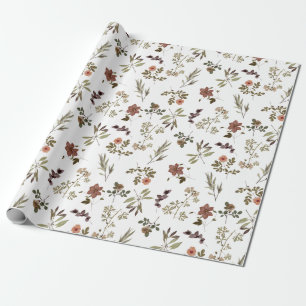 Green Burgundy Wildflower  Wrapping Paper