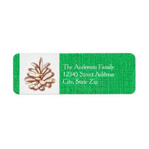 Green Burlap Pinecones Photo - Address Label