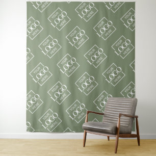 Green Business Logo Pattern Trade Show Backdrop Tapestry
