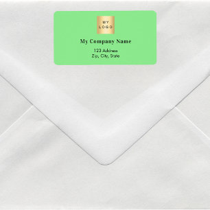 Green business logo return address label
