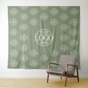 Green Business Logo Step & Repeat Backdrop Banner Tapestry