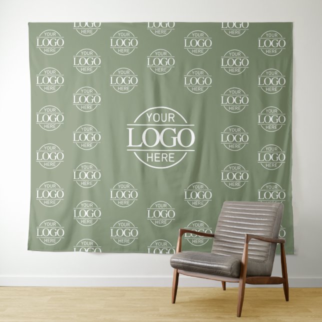 Green Business Logo Step & Repeat Backdrop Banner Tapestry (In Situ (Horizontal))