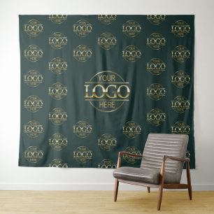 Green Business Logo Step & Repeat Backdrop Banner Tapestry