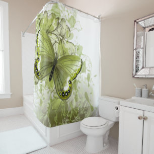 Green Butterflies are a beautiful shower curtain