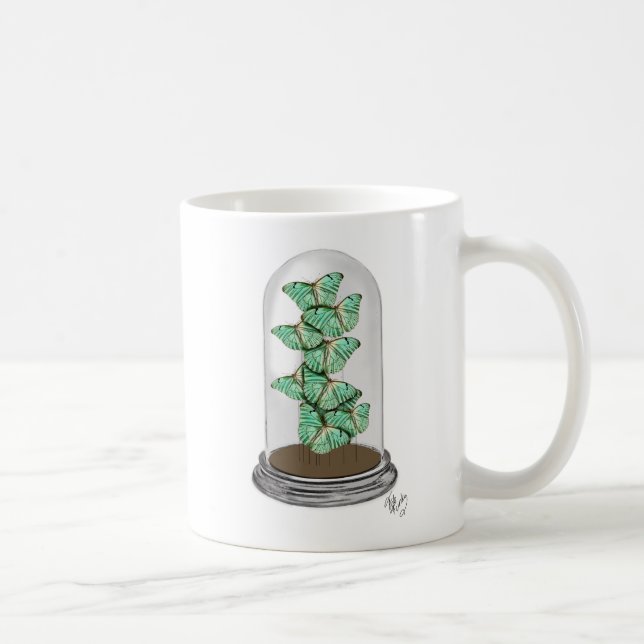Green Butterflies in Bell Jar 2 Coffee Mug (Right)