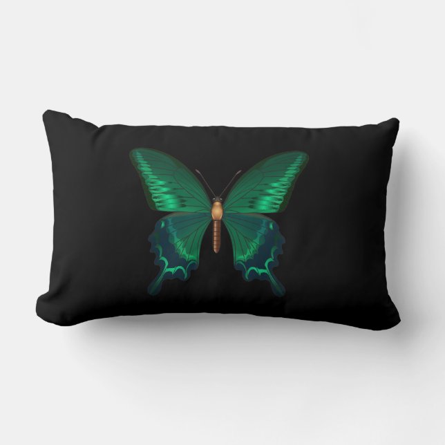 Green Butterfly Decorative Throw Pillow (Front)