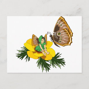 Green Butterfly Fairy Postcard