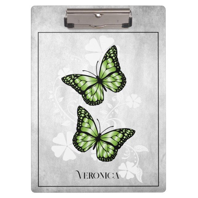 Green Butterfly Floral Clipboard (Front)