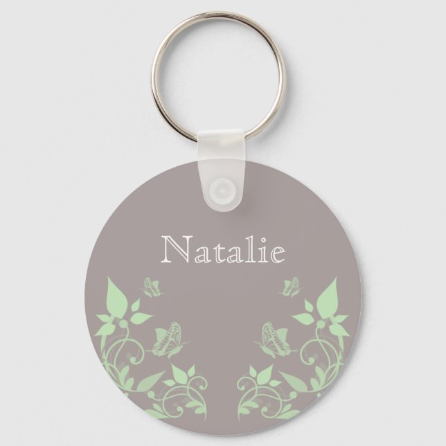 Green Butterfly Floral Keychain (Front)