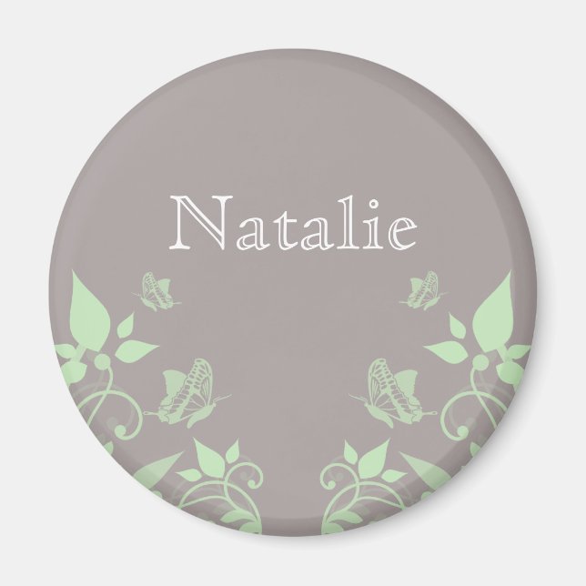 Green Butterfly Floral Magnet (Front)