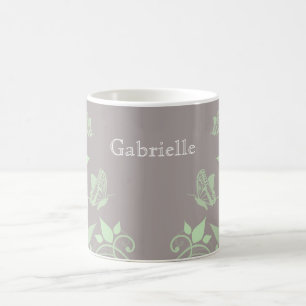 Green Butterfly Floral Mug