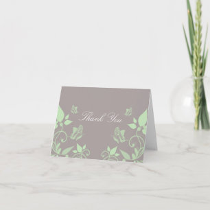 Green Butterfly Floral Thank You Card
