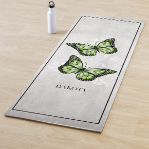 Green Butterfly Floral Yoga Mat