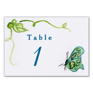 Green Butterfly Garden Custom Number Table Cards