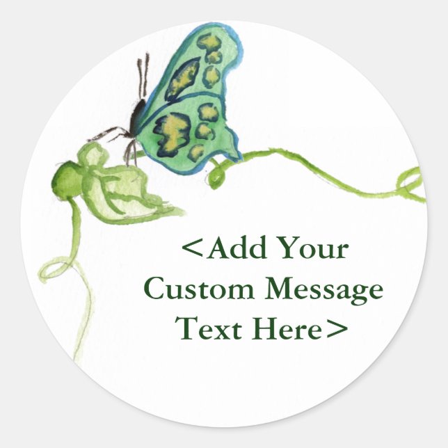 Green Butterfly & Green Vine Customized Sticker (Front)