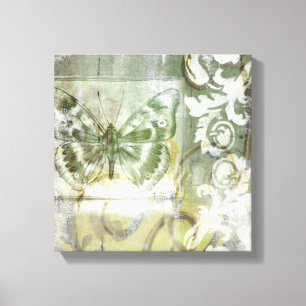 Green Butterfly Inset with Ironwork Gate Canvas Print