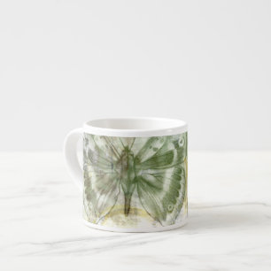 Green Butterfly Inset with Ironwork Gate Espresso Cup