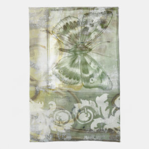 Green Butterfly Inset with Ironwork Gate Kitchen Towel
