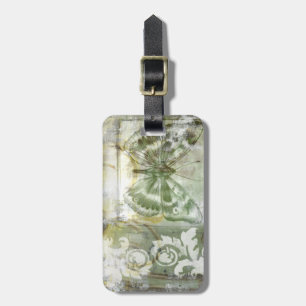 Green Butterfly Inset with Ironwork Gate Luggage Tag