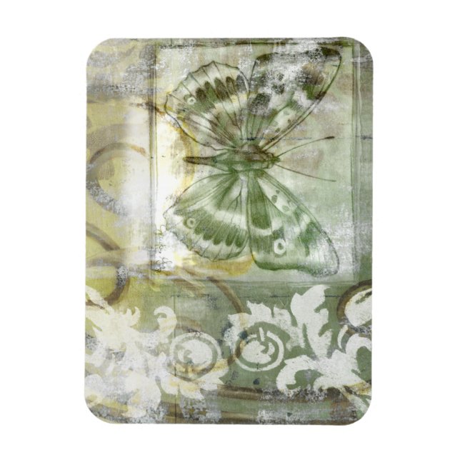 Green Butterfly Inset with Ironwork Gate Magnet (Vertical)