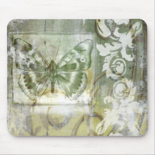 Green Butterfly Inset with Ironwork Gate Mouse Pad
