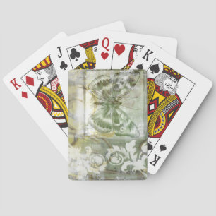 Green Butterfly Inset with Ironwork Gate Playing Cards
