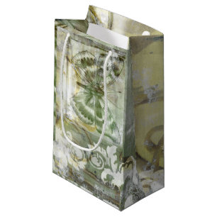 Green Butterfly Inset with Ironwork Gate Small Gift Bag