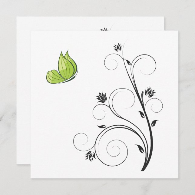 Green  Butterfly  Invitation (Front/Back)
