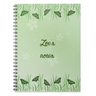 Green butterfly on light green - customizable notebook