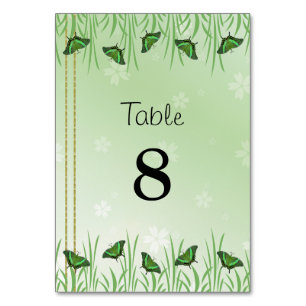 Green butterfly on light green -  table number