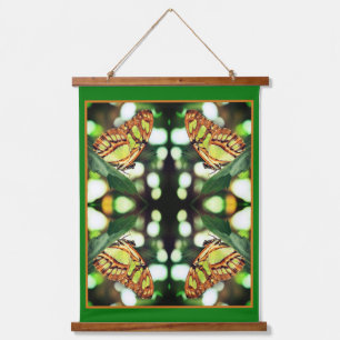 Green Butterfly Posing Abstract  Hanging Tapestry