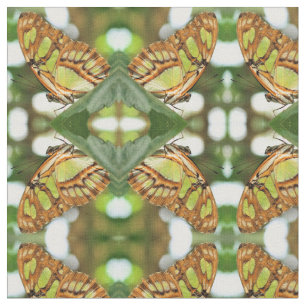 Green Butterfly Posing Nature Pattern Fabric