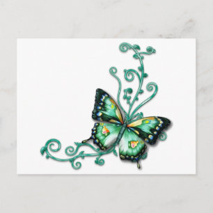 green butterfly postcard