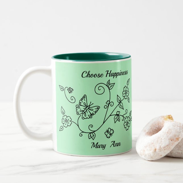 Green Butterfly Reminder Mug (Avec donut)