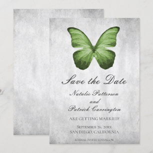 Green Butterfly Save the Date Invite