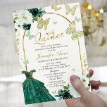 Green Butterfly Spanish Quinceanera Invitations<br><div class="desc">Adorable, emerald green floral, 15th birthday party invitations. Easy to personalize with your details. Please get in touch with me via chat if you have questions about the artwork or need customization. Check the collection for more items. PLEASE NOTE: For assistance on orders, shipping, product information, etc., contact Zazzle Customer...</div>