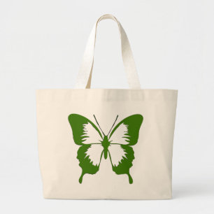 Green Butterfly Stencils Large Tote Bag