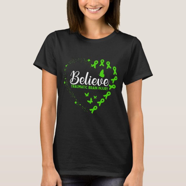 Green Butterfly Traumatic Brain Injury Awareness T-Shirt (Front)