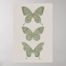 Green Butterfly Wall Art Sage Green Art Print